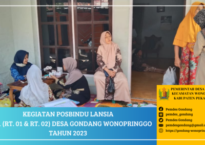 Posbindu Lansia Pos 1 (RT. 01 dan RT. 02) Desa Gondang Wonopringgo