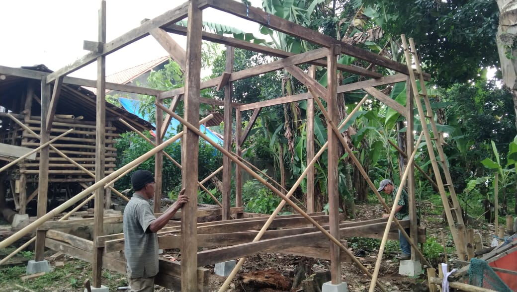 Pembuatan Kandang Kambing Tahap 50% Desa Gondang