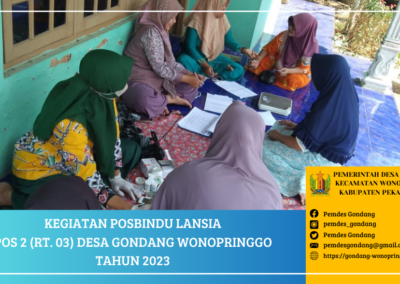 Posbindu Lansia Pos 2 (RT. 03) Desa Gondang Wonopringgo