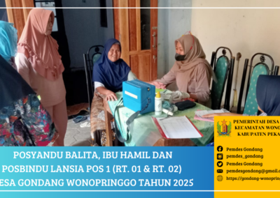 Posyandu Balita, Ibu Hamil, dan Posbindu Lansia POS 1 RT. 01 & RT. 02 Desa Gondang Wonopringgo