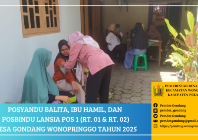 Posyandu Balita, Ibu Hamil, dan Posbindu Lansia POS 1 (RT. 01 & RT. 02) Desa Gondang Wonopringgo