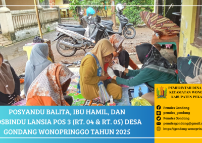 Posyandu Balita, Ibu Hamil, dan Posbindu Lansia POS 3 RT. 04 & RT. 05 Desa Gondang Wonopringgo