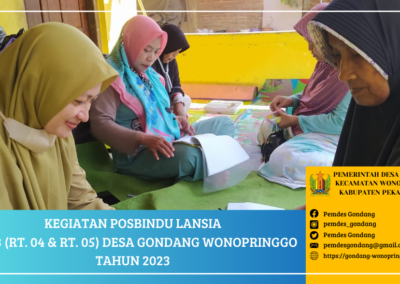 Posbindu Lansia Pos 3 (RT. 04 dan RT. 05) Desa Gondang Wonopringgo